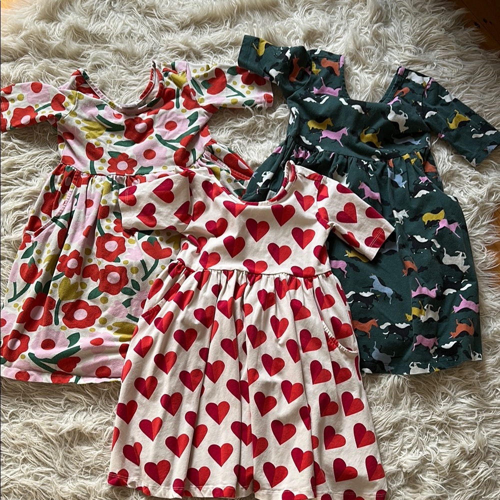 Three size 6-7 Hanna Andersson Skater Swing Dresses